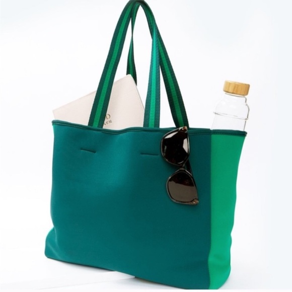 Summersalt Beach Bag Neoprene Green Colorblock Large Scuba